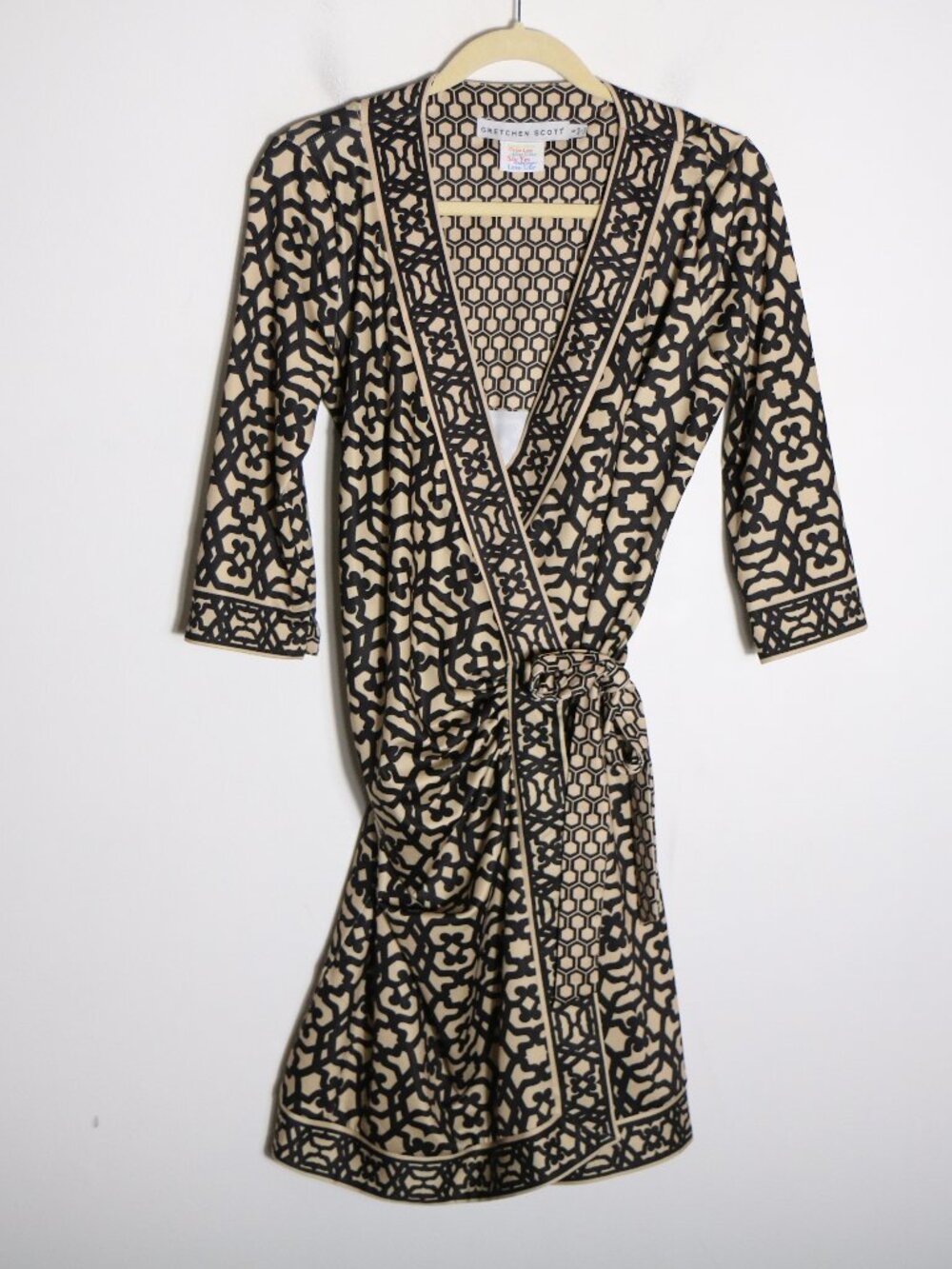 Gretchen Scott Wrap It Up Dress Womens Small Reo Geo Geometric Printed Stretch